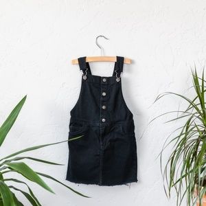 Black Frayed Overall Dress